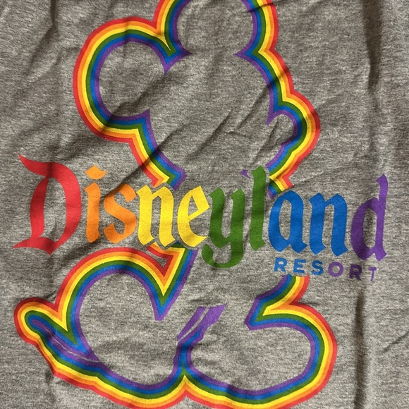 Pride Disneyland Mickey T shirt. Grey with rainbow Mickey on front. - Picture 2 of 4
